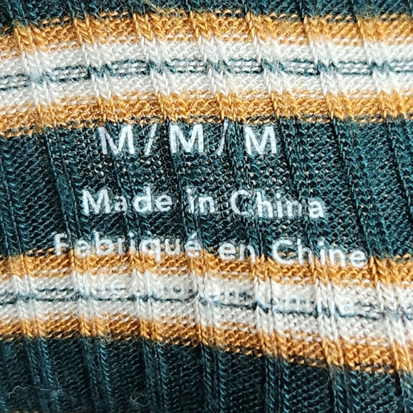 American Eagle Green Orange White Striped Short Sleeve Tie Front Hem Top Medium - Picture 7 of 9